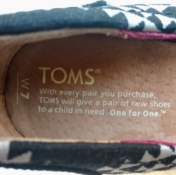 Tom's Black White Peep toe Corkscrew Wedges 7W - Picture 7 of 8